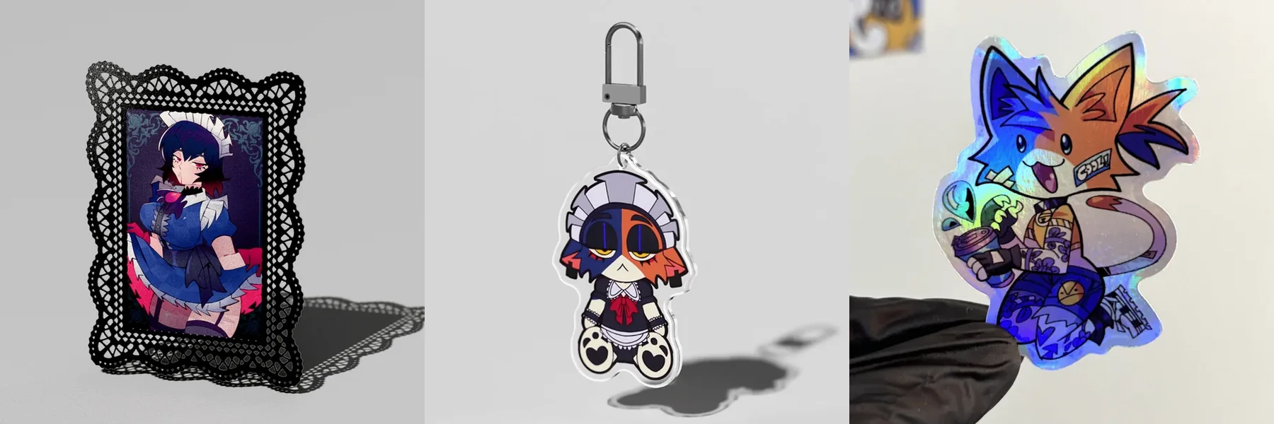 The 2026 drop - lace card, maid skull charm, holo sticker
