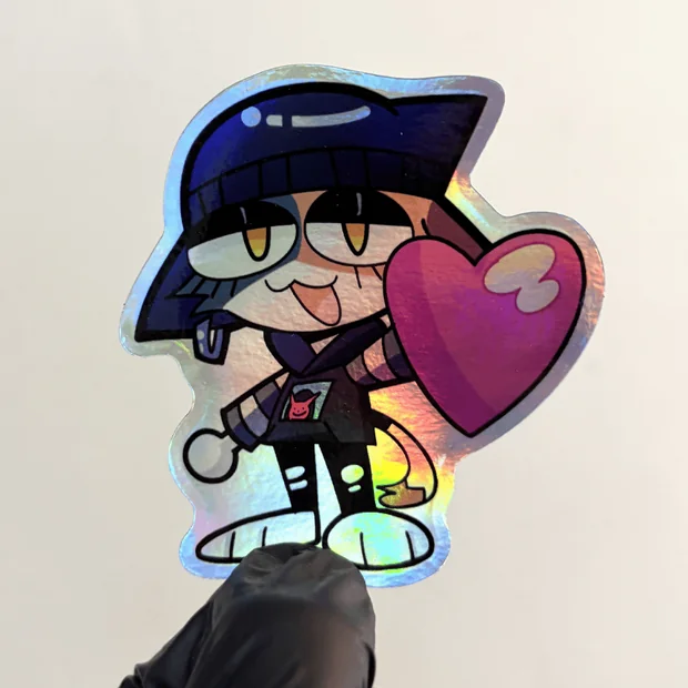 MeowHeart holographic sticker
